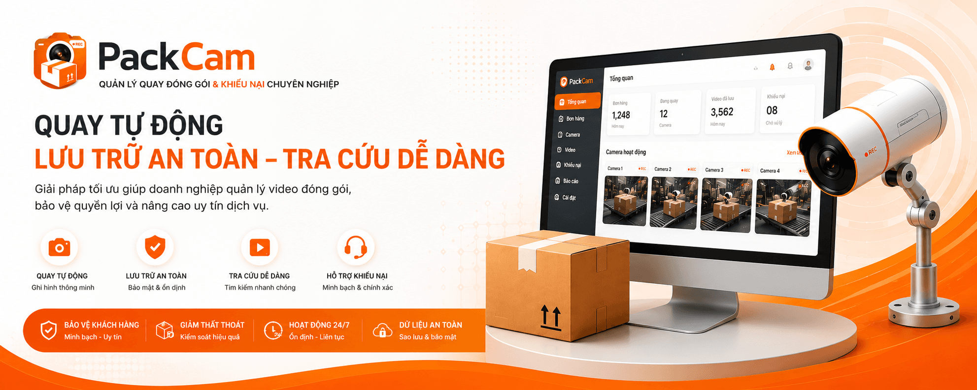 PackCam ghi hình đóng gói, lưu trữ an toàn và tra cứu dễ dàng