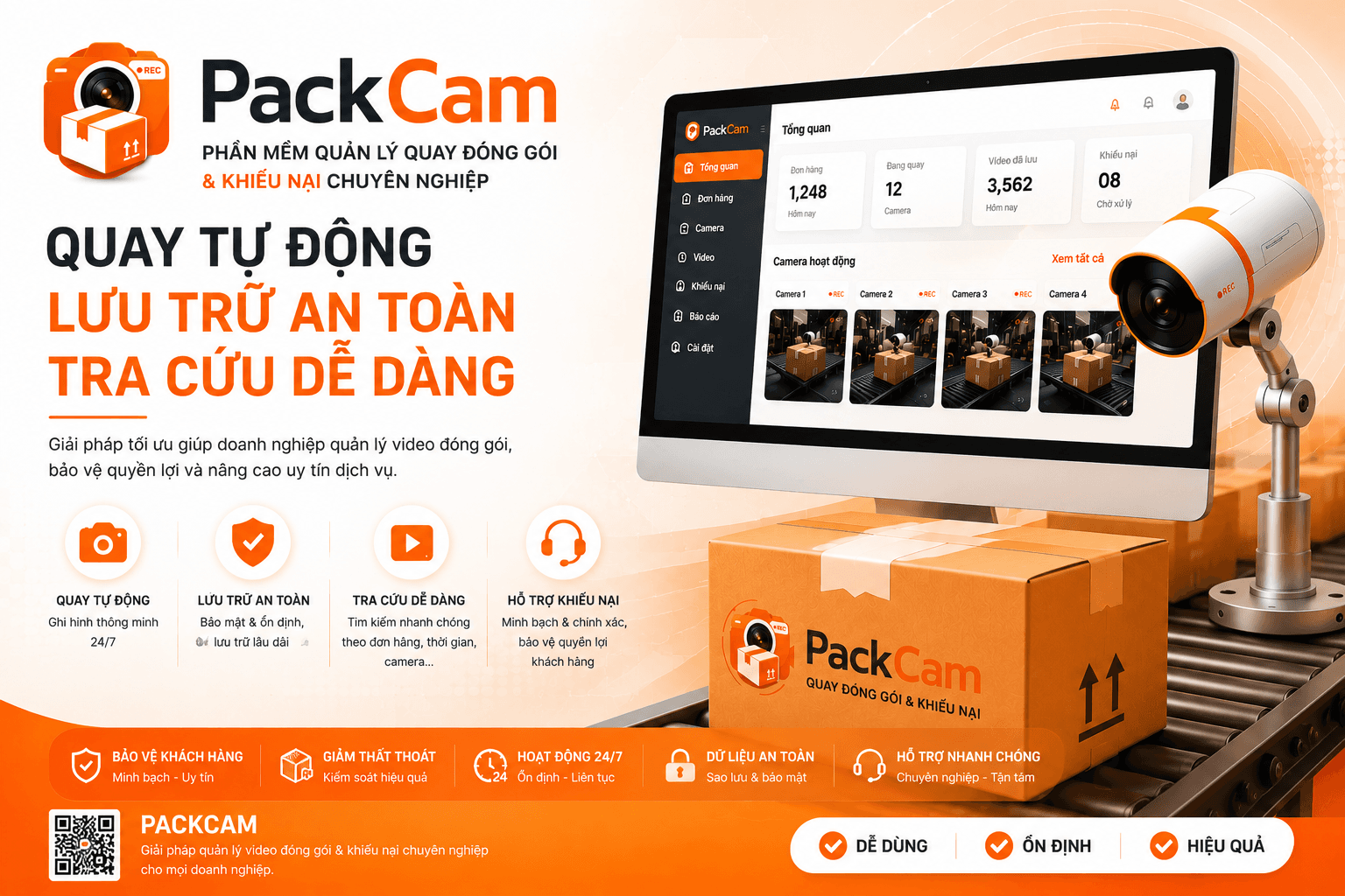 PackCam quản lý đóng gói bằng video và hỗ trợ tra cứu khiếu nại
